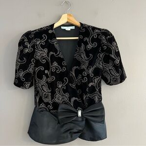 Vtg Filigree Velvet Blazer Paisley Metallic Embroidery  Grunge Victorian Black 8